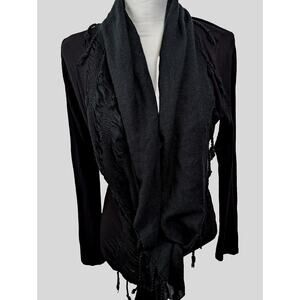 Love Couture Cardigan Shawl Collar Rayon,/Span Corded Intermittent Fringe Size L